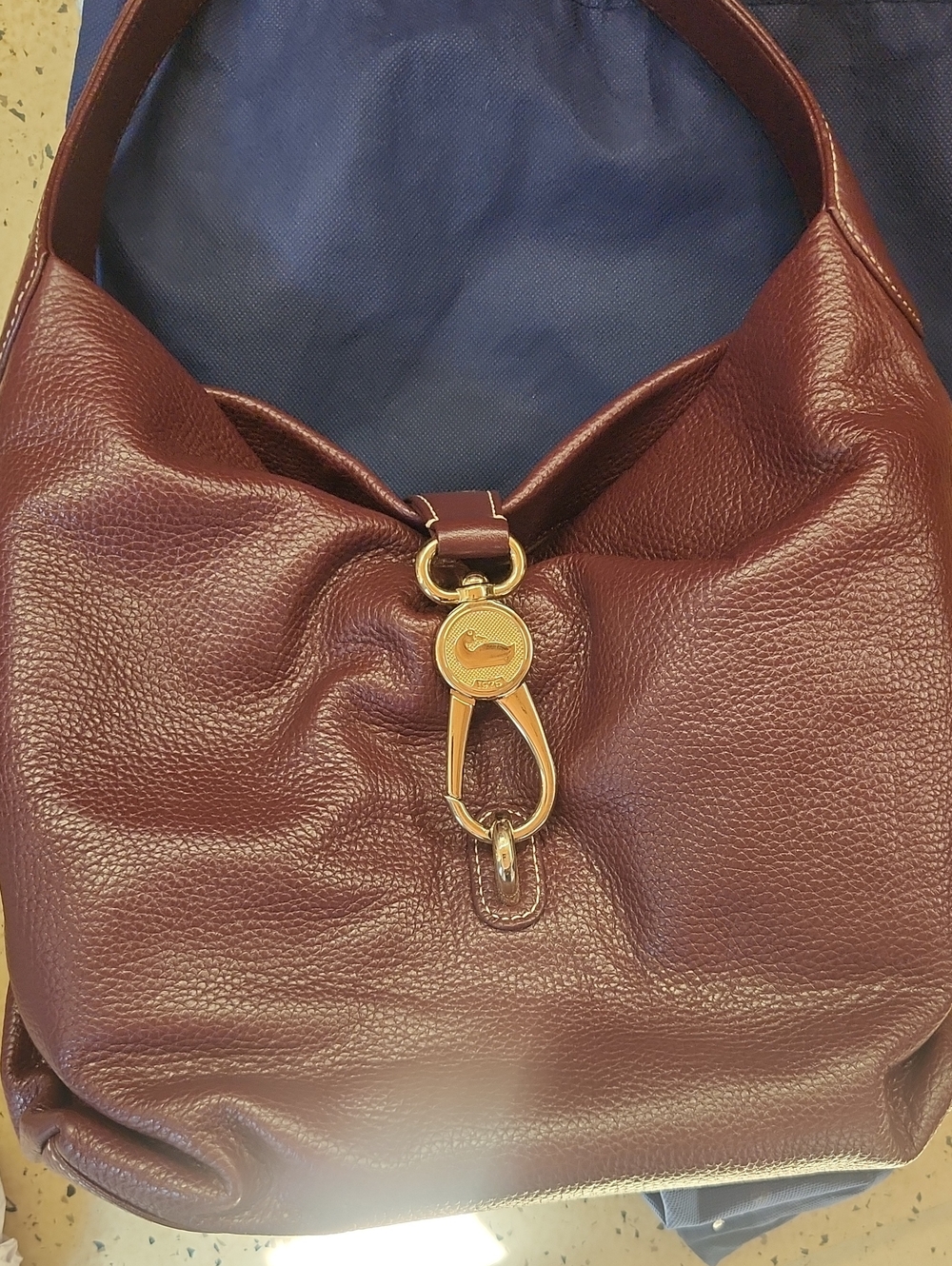 Dooney & Bourke Burgundy Leather Shoulder Hobo with Gold Hardware